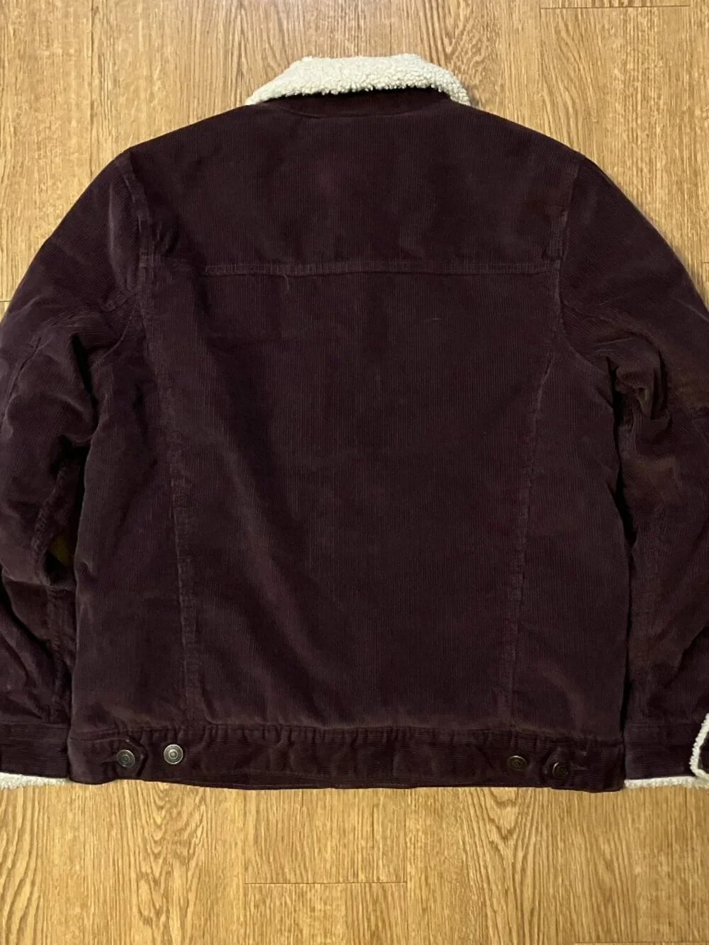 Marine Layer Boise Corduroy Sherpa Trucker Jacket Men's Medium Burgundy Brown